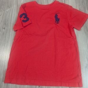 Boys Polo Ralph Lauren T Shirt Size 7 BIG PONY Crew Red/Navy